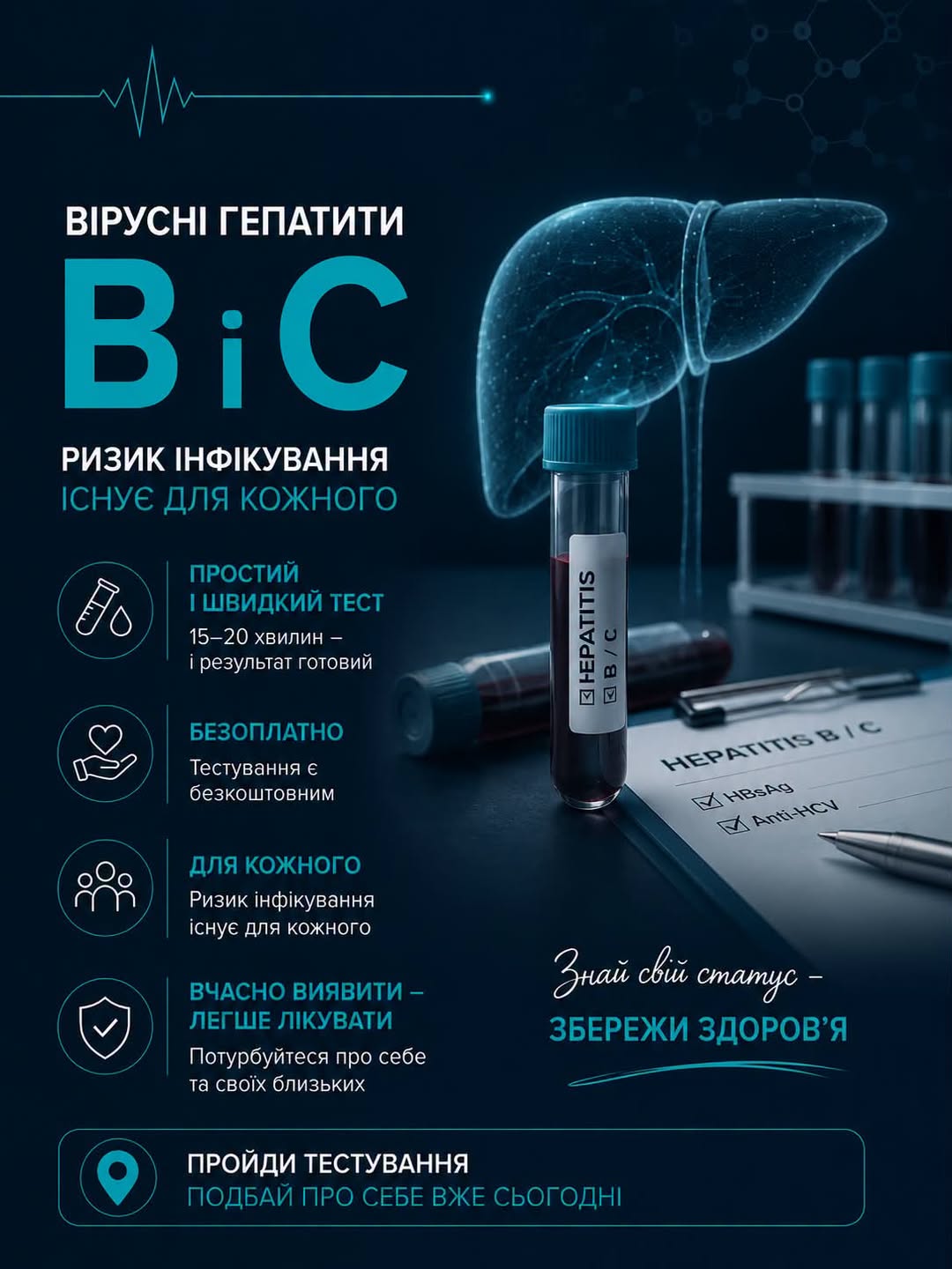 Вірусні гепатити В і С не обирають за віком, професією чи способом життя – ризик інфікування існує для кожного.